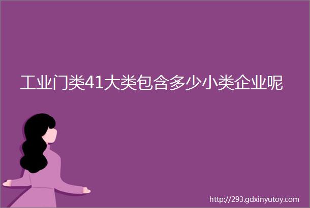 工业门类41大类包含多少小类企业呢