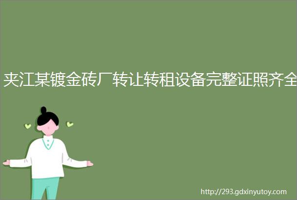 夹江某镀金砖厂转让转租设备完整证照齐全