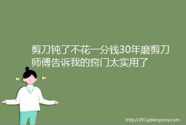 剪刀钝了不花一分钱30年磨剪刀师傅告诉我的窍门太实用了