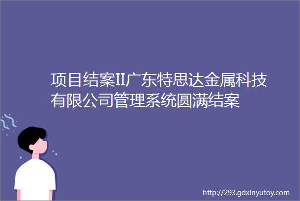 项目结案II广东特思达金属科技有限公司管理系统圆满结案