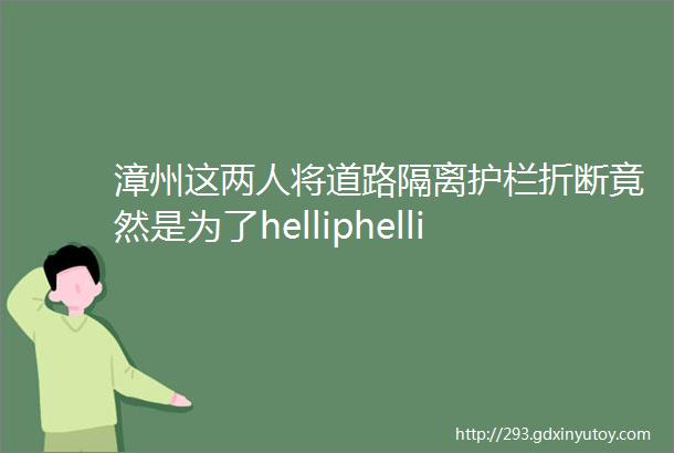 漳州这两人将道路隔离护栏折断竟然是为了helliphellip