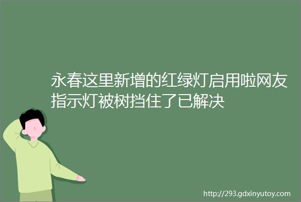 永春这里新增的红绿灯启用啦网友指示灯被树挡住了已解决